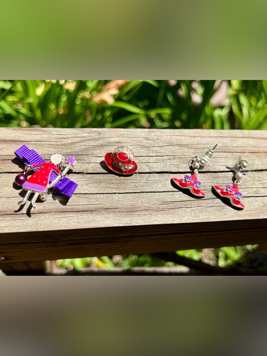 Jewelry - VINTAGE Red Hat Society | Set of 3, earrings & pins
